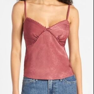 Silky Cami Top Faux Silk V Neck Babydoll Crochet Adjustable Straps XS 0-2/ S 4-6